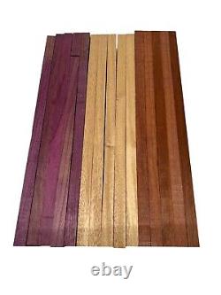 Pack Of 15, Purpleheart, A. Mahogany, Bloodwood Lumber Boards Blocks 3/4x 2x36