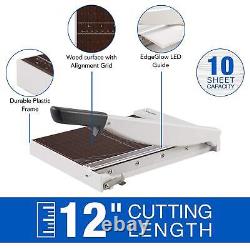 Paper Cutter, Guillotine Trimmer with EdgeGlow LED Cut Guide and Solid Wood S