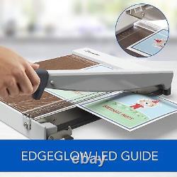 Paper Cutter, Guillotine Trimmer with EdgeGlow LED Cut Guide and Solid Wood S