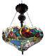 Pendant Light Stained Cut Glass Tiffany Style Reverse Hanging 18 Shade Ceiling