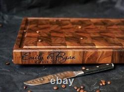 Personalized Double Sided Walnut End Grain Butcher Block Large Cutting Board