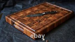 Personalized Double Sided Walnut End Grain Butcher Block Large Cutting Board