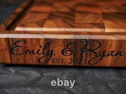 Personalized Double Sided Walnut End Grain Butcher Block Large Cutting Board