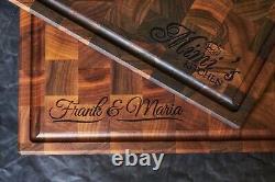 Personalized Double Sided Walnut End Grain Butcher Block Large Cutting Board