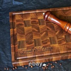 Personalized Double Sided Walnut End Grain Butcher Block Large Cutting Board