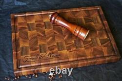 Personalized Double Sided Walnut End Grain Butcher Block Large Cutting Board