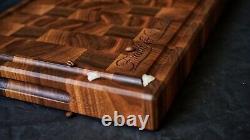 Personalized Double Sided Walnut End Grain Butcher Block Large Cutting Board