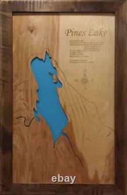 Pines Lake, New Jersey laser cut wood map