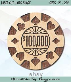 Poker Chips (16) Wood Blank Laser Cut Out Unfinished Shape DIY Craft Supply