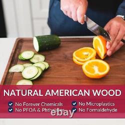 Premium 24x18 Walnut Wood Cutting Board Durable, Reversible, Juice Groove