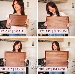 Premium 24x18 Walnut Wood Cutting Board Durable, Reversible, Juice Groove