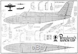 ROYAL 1/6 Scale Beechcraft BARON 58P Laser Cut Short Kit, Plans & Instr. 70.5WS