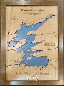 Raquette Lake, New York laser cut wood map Wall Art Made to Order