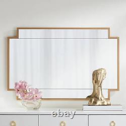 Rectangular Vanity Wall Mirror Cut Edge Gold Wood Frame 26 Wide for Bathroom