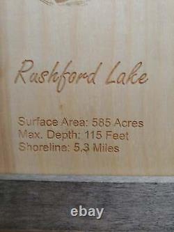 Rushford Lake, New York laser cut wood map Wall Art Made to Order