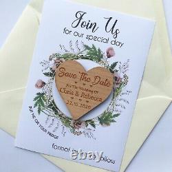 Rustic Wooden Save The Date Wedding Magnets PERSONALISED Invite