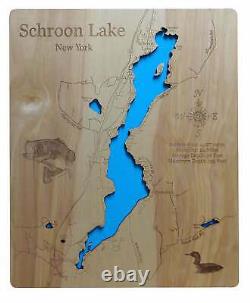 Schroon Lake, New York laser cut wood map