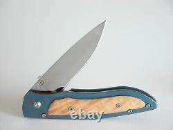 Seki Cut Linerlock Curly Birch Wood Titanium Frame Steel Folding Knife 162 RARE