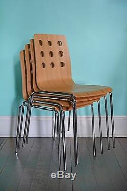Set Of 4 MID Century Modern Style Dining Chairs! Bent Wood Cut Out