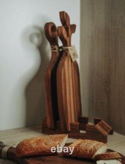Set of natural wood cutting boards with stand \cutting meat/fruits/vegetables