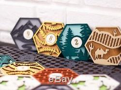 Settlers of Catan Board 5-6 Players FULL. Dark grey. Custom, Wood, Laser Cut