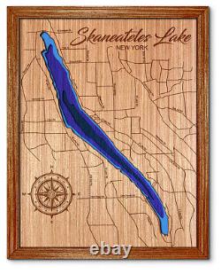 Skaneateles Lake New York 3D laser cut wood lake map. Lake house decor