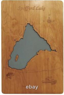 Spofford Lake, New Hampshire laser cut wood map Wall Art Made to Order