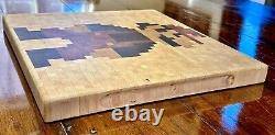 Super Mario End Grain Cutting Board /Maple, Cherry, Wenge, Bloodwood / 16x15x1.5