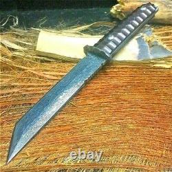 Tanto Knife Japanese Mini Katana Survival Hunting Damascus Steel Fixed Blade Cut