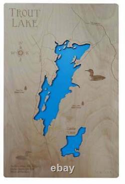 Trout Lake, New York laser cut wood map