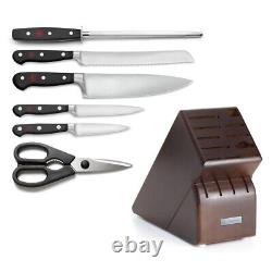 WÜSTHOF Classic Block Set 7 Piece With ACACIA CUTTING BOARD WITH FEET