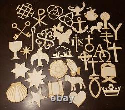 Wood Chrismon Christmas Ornaments set of 38 large size 7