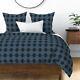 Wood Cut Blue Art Deco Geometric Grain Worldly Sateen Duvet Cover By Roostery