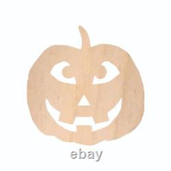 Wooden Pumpkin Crafting Piece, Halloween Jack O Lantern Shape, A606