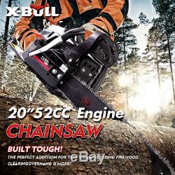 X-BULL 52cc Chainsaw 20 Bar Gasoline Powered Engine Wood Cutting Black 2 Cycle