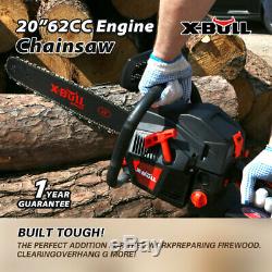 X-BULL 62cc Gasoline Powered Chainsaw 20 Bar Engine 2 Cycle Wood Cutting black