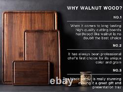 XL Large Walnut Wood Cutting Board for Kitchen 20X15 (Gift Box) with Juice Gr