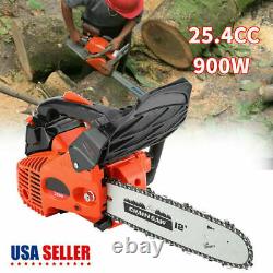 12 Bar Gas Powered Chainsaw Chain Saw Wood Cutting 25cc Crankcase 3000r/min