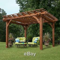 12' X 10' Cedar Pergola Cour Arrière Patio En Bois Est Prédécoupé Préverni