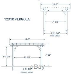 12' X 10' Cedar Pergola Cour Arrière Patio En Bois Est Prédécoupé Préverni