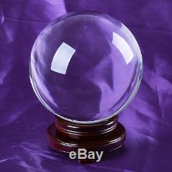 150mm Effacer Énorme Asiatique Quartz Magic Crystal Cut Healing Boule Sphère + Bois Support