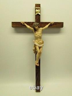 22 Dolomiten Crucifix En Bois Rustique Style Unique Rough Cut Croix Peinte