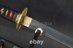 Black Japonais Samurai Katana Sword Carbon Steel Sharp Blade Full Tang Cut Bambo