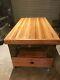 Butcher Block Island Kitchen Counter Cart Rolling Storage Wood Table Cutting Nouveau