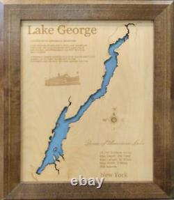 Carte Du Bois Coupé Au Laser Du Lac George, New York