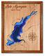 Carte De Lac En Bois Découpée Au Laser En 3d Du Lac Algonquin, New York. Décoration Murale Pour Maison Au Lac.