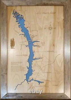 Carte en bois découpée au laser du lac Blackshear, GA, art mural fait sur commande