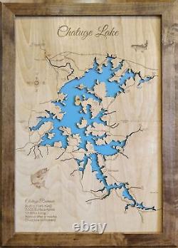 Carte en bois découpée au laser du lac Chatuge NC, art mural fait sur commande