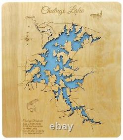 Carte en bois découpée au laser du lac Chatuge NC, art mural fait sur commande