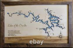 Carte en bois découpée au laser du lac des Ozarks, MO, art mural fait sur commande
